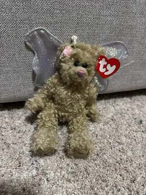 Vintage 1993 TY Rafaeila Tan Plush Stuffed Furry Angel Bear with Wings with Tag